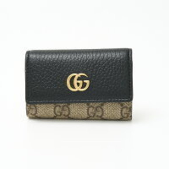 Gucci GG Key Leather Marmont Canvas Beige Case Supreme Black - Picture 1 of 7